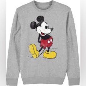 Disney Mickey Mouse Hoodie Sweatshirt Long Sleeve Pullover Grey S/M Vintage